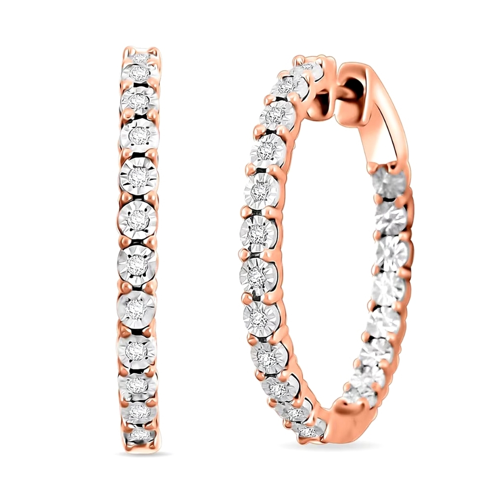 Genuine Diamonds In Rose Gold Over Sterling Silver